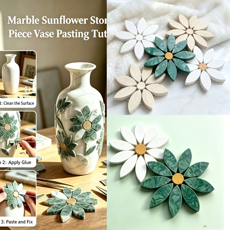 Zara Home Bathroom Accessories - Ubin Mosaik Bunga Marmer Hijau dan
