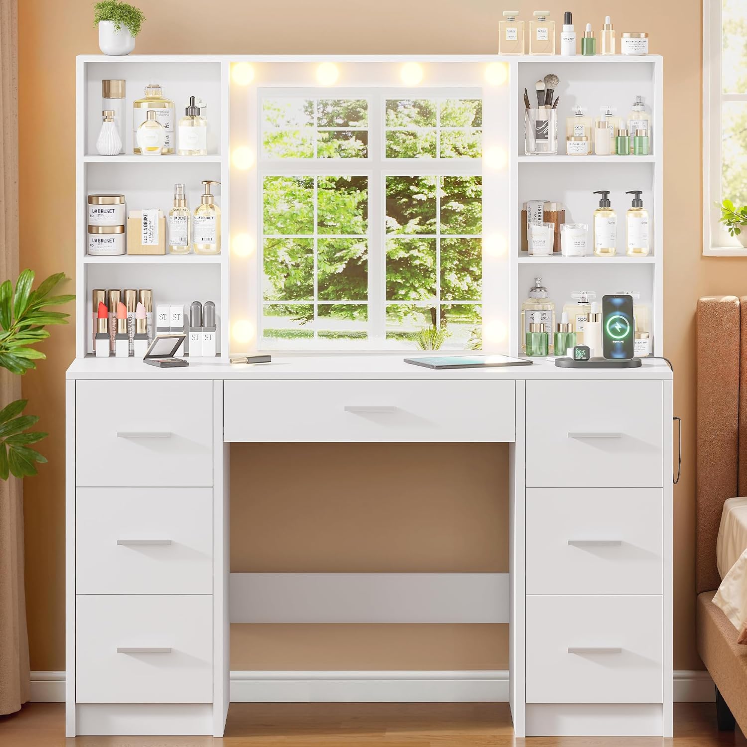 Home Outlet Bathroom Mirrors - Meja Rias Besar dengan Cermin LED