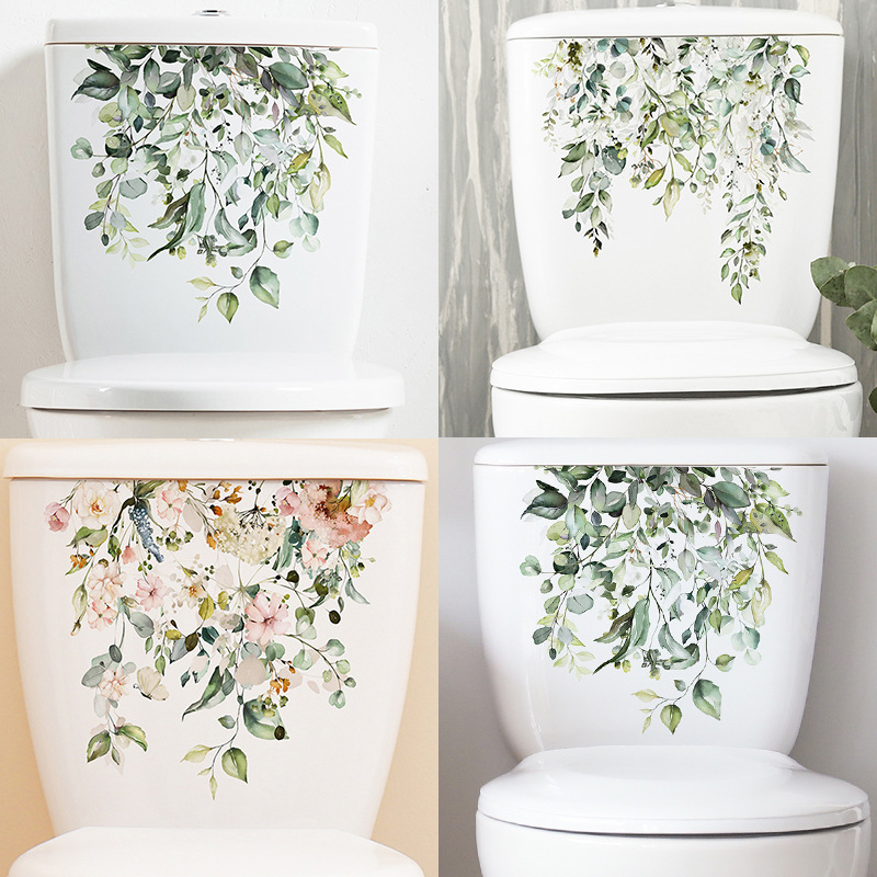 Home Bathroom Remodel - Stiker Toilet kamar mandi, daun tanaman