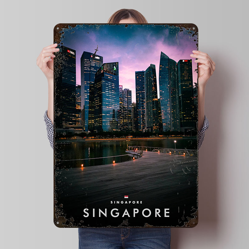 Home And Bathroom Singapore - Poster Cetak Captured Singapore By Night,