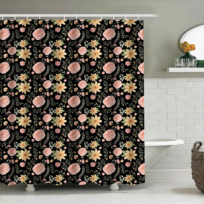 Tirai Mandi Bermotif Hitam Put - Home Bathroom Remodel ulasan dan harga