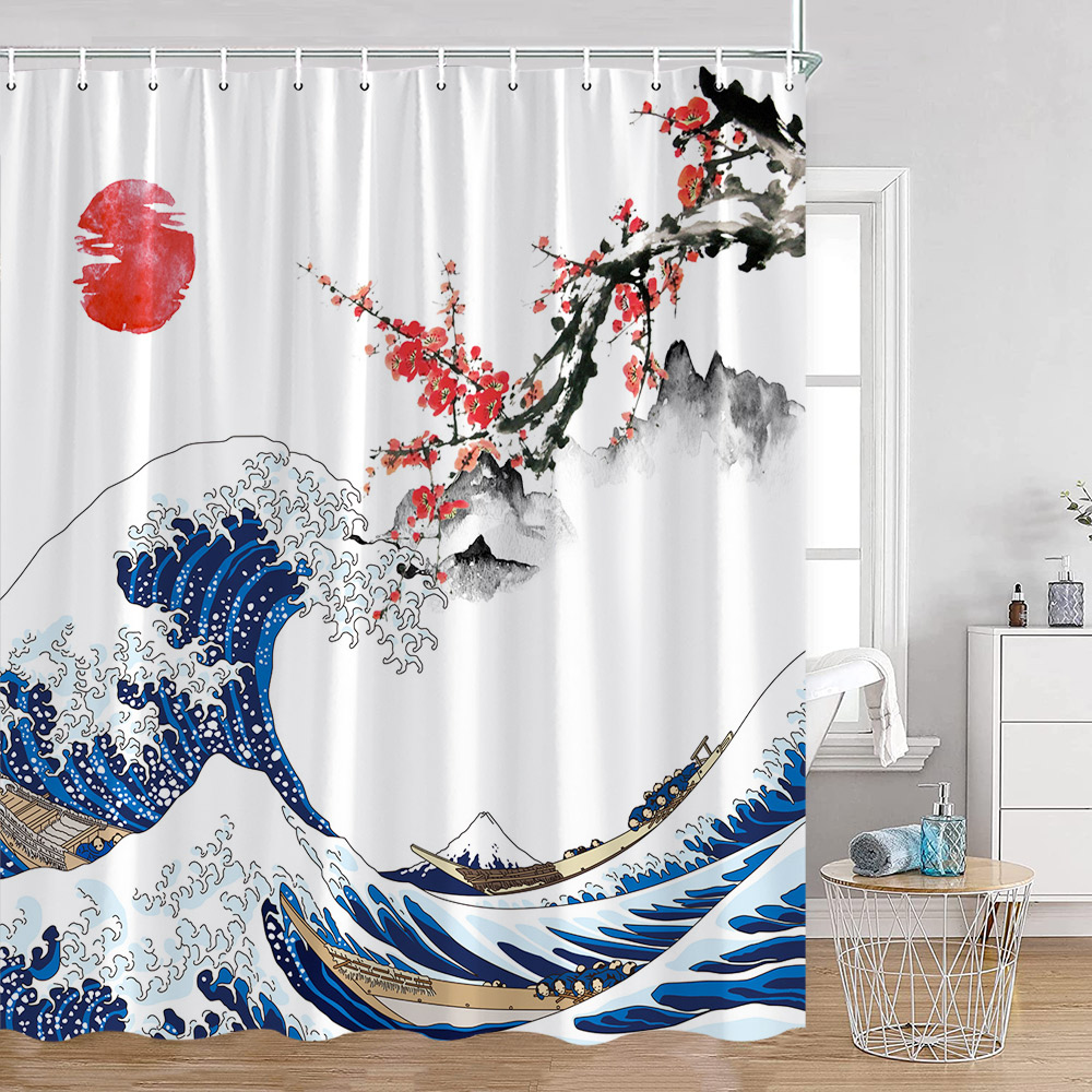 Tirai Mandi Gaya Jepang Tirai  - Japan Bathroom.Home ulasan dan harga