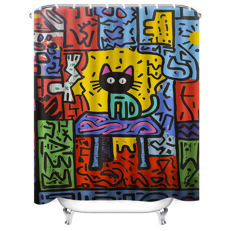 Tirai Mandi Grafiti Berwarna C - Home Bathroom Remodel ulasan dan harga